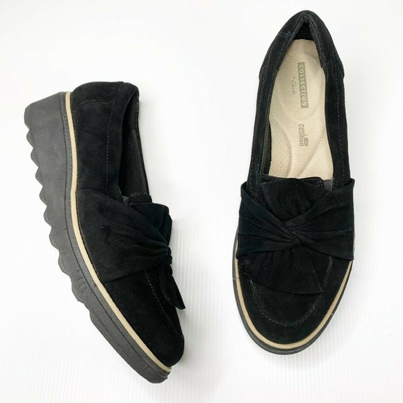 Clarks Shoes - Clarks Sharon Dasher Suede Wedge Loafers
